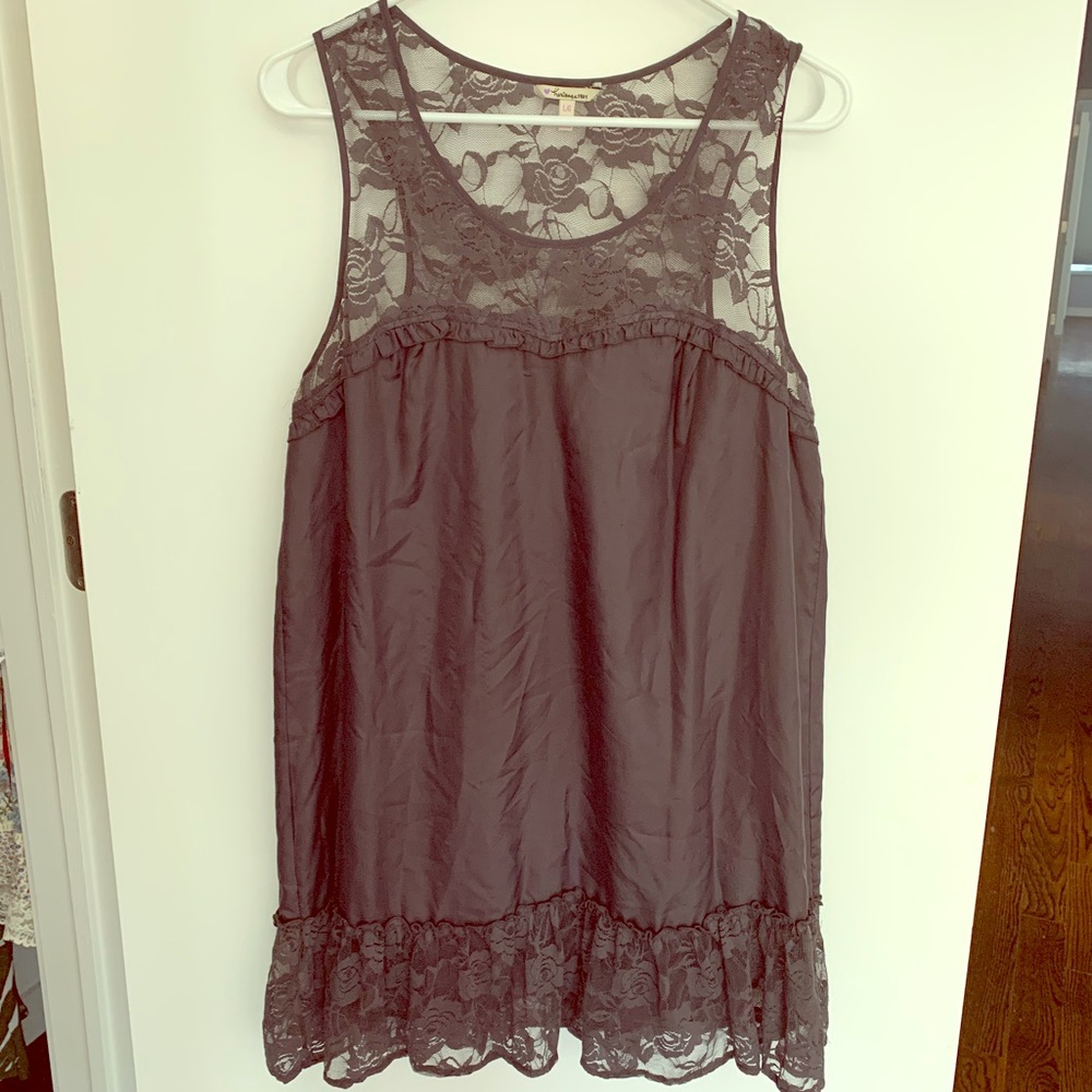 Gray lace shift dress